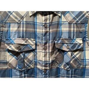 Eighty Eight Platinum Plaid Button Up Sleeveless Multicolor Shirt Bikers Size L